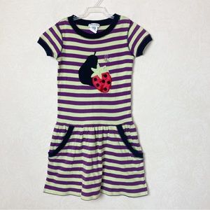 Sonia Rykiel Short Sleeve Stripe Dress Strawberry Front Yellow Purple Size 6